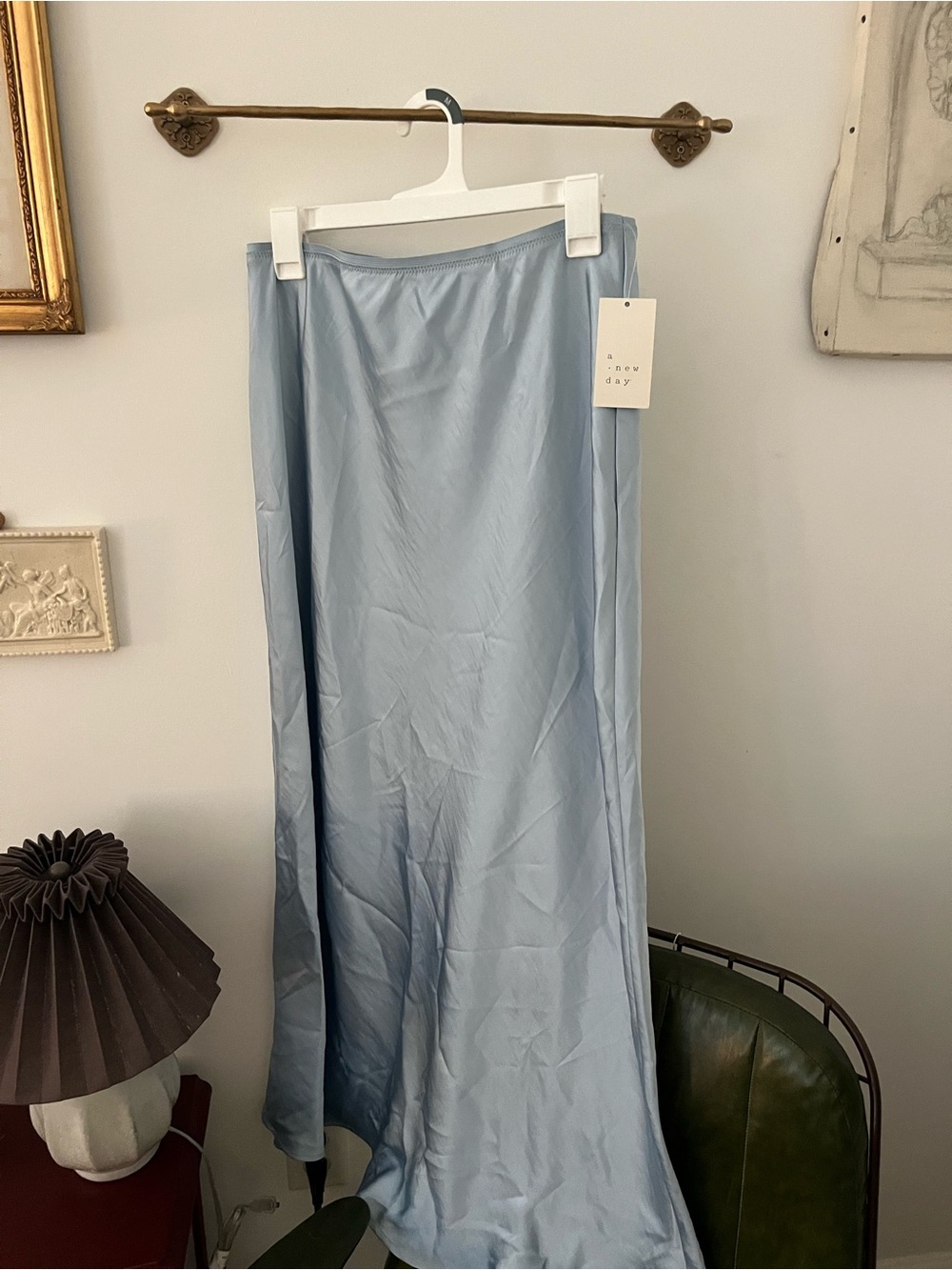 a new day Light Blue Satin Maxi Skirt